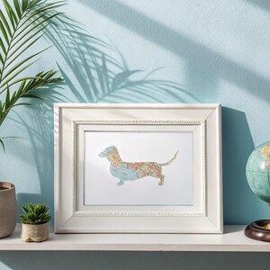 Long Beach Kalifornien Karte - Dackel Hund Silhouette ausgeschnitten