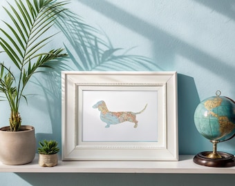 Long Beach California Map - Dachshund Dog Silhouette Cut Out