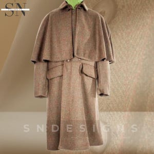 Herren Brauner Tweed Inverness Cape Mantel: Viktorianischer historischer Umhang