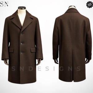 Men's Brown Wool Overcoat Vintage Inspired Long Winter Coat Classic Formal Dress Coat Wool Jacket Retro Tailored Outerwear