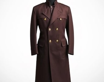 ウール ダブルブレスト ピーコート ブラウン系 Vnf メンズ ウールブレンド ダブルブレストコート - ブラウン