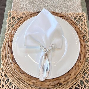 Hand Painted Oyster Shell Napkin Rings: Coastal Table Decor, Set of 4/6/8