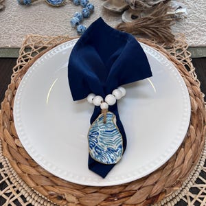 Oyster Shell Napkin Holders / Hand Painted Oyster Shell Napkin Rings/ Sets of 4 6 8
