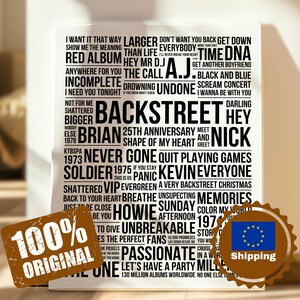 Backstreet Boys, Leinwand Wandkunst, Millenium, 25. Jubiläum, Geschenk für BSB Fan, 90er Boyband, Minimalistische Kunst, Wanddeko
