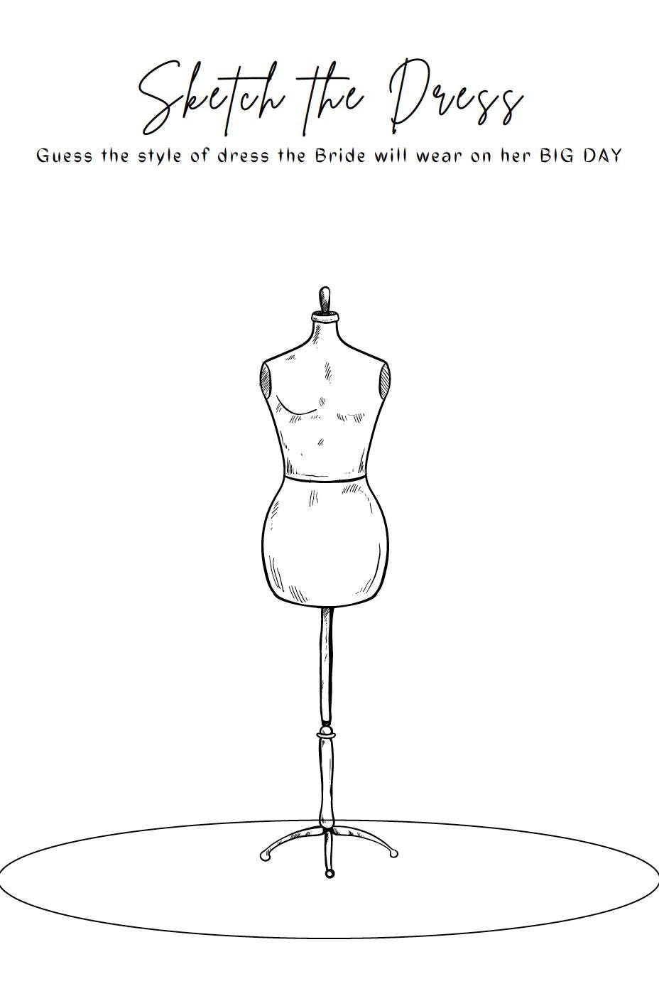 Sketch the Dress Bridal Shower Game | Printable PDF (instant Download) -  Etsy