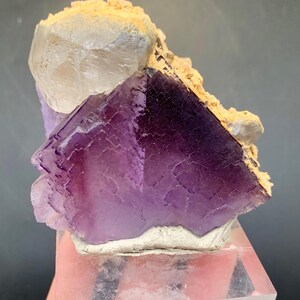 237 Gram Marvellous Purple Fluorite Cube With Green Calcite From Pakistan.