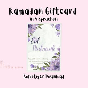 Cartão de felicitações Eid Mubarak – Cartão islâmico digital com Du’a | Presente de Ramadã | Cartão Eid para impressão