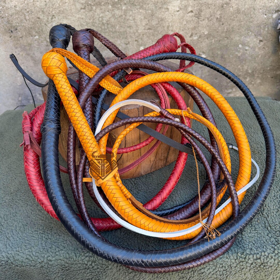 Indiana Jones Style Leather Bullwhip - 10ft Natural Tan Cowhide