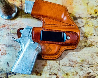 Kimber Handgjort Premium Läder IWB Hölster - Specialdesignat Handgjutet Fullnarvsläderhölster Med Magasinficka