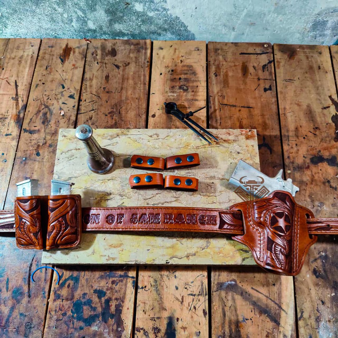 Custom Name Floral Western Rig for Glock 19 With Dual Magazine Pouch ...