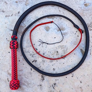 Rot und Schwarz gewachste Nylon Bullwhip, 4 ft bis 18 ft, Indy Style Shots geladen Paracord Peitsche