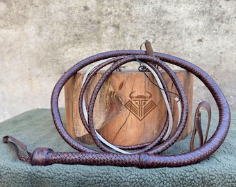 Brandy Kangaroo Leather Bullwhip – 12/16 Plaits, Professional Standard, Premium Kangaroo Leather, Indiana Jones Style, Loud Cracking