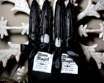 Moon Magick - Dark & Full Lunar Magic - MoonPhase Spell Candle - Witch Ritual - Beeswax Intention Candles -