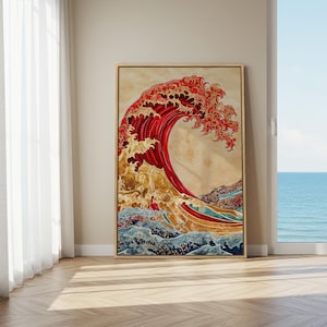 Great Wave OFF Kanagawa Framed Canvas Print, Ocean Wave Art, Ukiyo-e Style Japanese Art Print, Nautical Decor, Asian Inspired Wall Art Gift