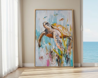 Sea Turtle Canvas Print: Marine Life Underwater Wall Art
