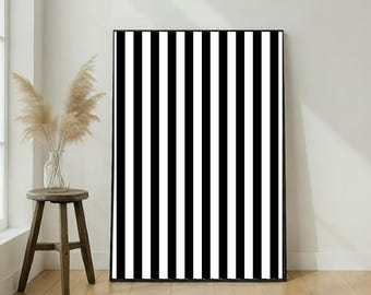 Minimalist Black and White Striped Wall Art 24x36 Vertical Canvas Modern Large Wall Art for Living Room Entryway Office Wrapped or Framed