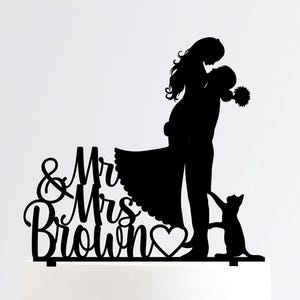 Personalized Cat Wedding Cake Topper: Mr&Mrs, Custom Initials