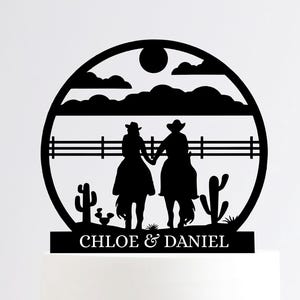 Cowboy Wedding Cake Topper: Ranch Western Decor, Personalized Name