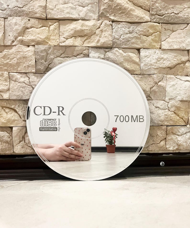 CD Mirror, Mirror Art for Wall, Mirrored Wall Decor, 90's Wall Art, Retro CD Mirror, Nostalgic, Funky, Housewarming Gift, 90's Party, Custom image 2