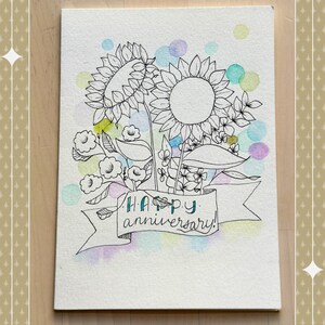 Handgemaakte Happy Sober Anniversary Card — Floral felicitatiekaart met blanco binnenkant