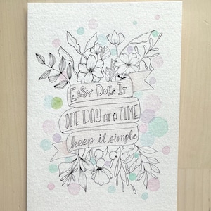 Carte de joyeux anniversaire sobre faite main — Carte florale aquarelle pour les étapes importantes de la sobriété (intérieur vierge)
