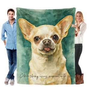 Custom Watercolor Pet Blanket – Dog, Cat, or Any Pet– Super Soft Fleece Throw – 4 Sizes – Personalized Pet Lover Gift