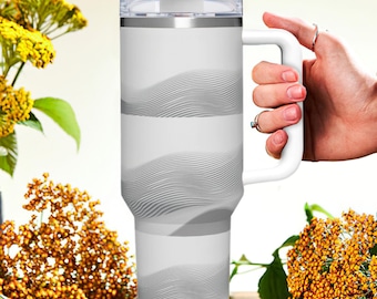 40oz Personalized Minimalist Stainless Steel Tumbler with Handle & Straw, Double Wall Insulated Modern Travel Mug, Aesthetic Coffee Cup Gift