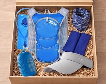 Personalized Hydration Backpack Gift Set, Custom Name Running Gift, Runner Gift Box, Marathon Gift, Fitness Gear, Hiking Gift, Birthday Gift
