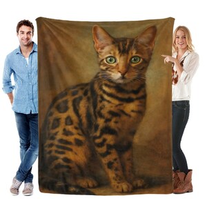 Custom Watercolor Pet Blanket – Dog, Cat, or Any Pet – Super Soft Fleece Throw – 4 Sizes – Personalized Pet Lover Gift