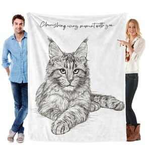 Custom Pet Sketch Blanket – Dog, Cat, or Any Pet – Super Soft Fleece Throw – 4 Sizes – Personalized Pet Lover Gift