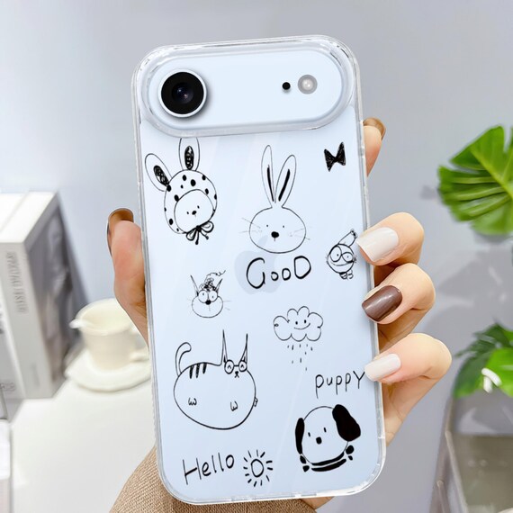 Hand-drawn iPhone Case Clear TPU | Cute Cartoon Doodle Phone Cover With  Reinforced Corners & Camera Protection | iPhone XR17 - Etsy