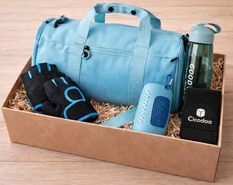 Convertible Barrel Duffel Bag or Fitness Gift Set, Gym Shoulder Bag with Workout Essentials, Sports Tote for Gym Travel, Gift for Her or Him