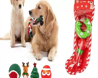 Christmas Dog Toy Gift Set, 5 Options Holiday Dog Stocking with Squeaky Toys & Chew Toys, Pet Christmas Gift for Dogs
