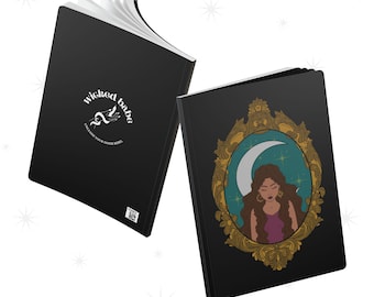 Mystical Moon Goddess Softcover Journal - Celestial Notebook, Black Cover