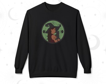 Witchy Woman Sweatshirt - Celestial Witch and Black Cat Crewneck
