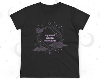 Mystical Witchy Rebellious T-Shirt - Women's Semi-Fitted Cotton Tee, Witchcore Graphic Shirt
