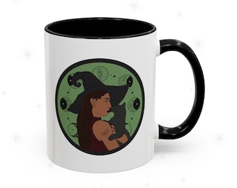 Witchy Woman Mug - Celestial Witch and Black Cat Coffee Cup