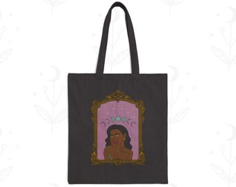 Divine in All Her Phases Tote Bag - Celestial Everyday Canvas Tote