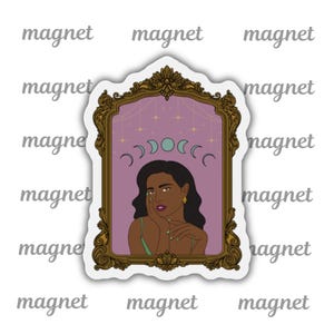Divine in All Her Phases Magnet - 4 Inch Die-Cut Moon Phase Magnet, Feminine Celestial Art, Witchy Fridge Decor, Lunar Cycle Gift