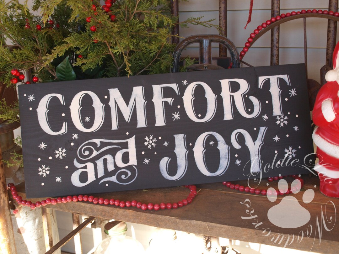 Comfort and Joy Chalkboard Art Primitive Wood Wall Sign Etsy