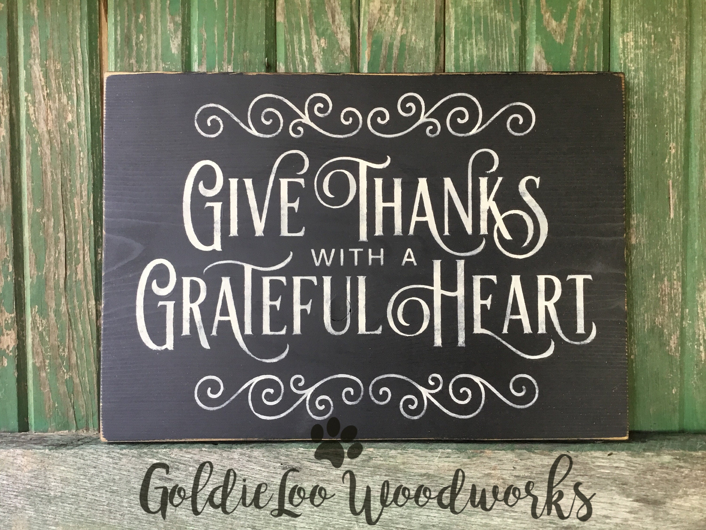 Give Thanks Wooden Heart