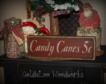 Primitive, Folk Art, Candy Canes 5 cents,Christmas sign