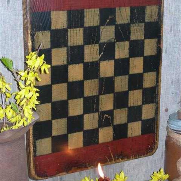 Simply Primitive Checkerboard,Folk Art, Wall Art, Game Board