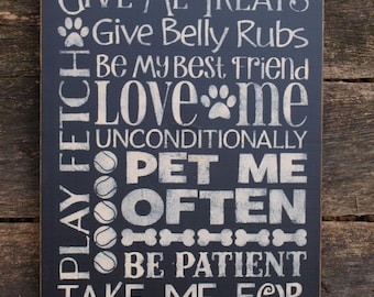 Canine Rules , Word Art, Typography, Subway Art, Primitive Wood Wall Sign