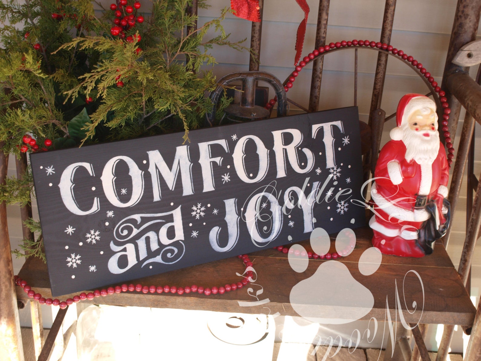 Comfort and Joy Chalkboard Art Primitive Wood Wall Sign Etsy