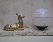 French Table Lamp -  Art  Deco - Golden Deer on Marble Base