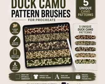 Pennello mimetico per Procreate, Set di pennelli mimetici Duck per Procreate, Pennelli mimetici old school, Pacchetto mimetico Pro, Texture mimetica vintage, Mimetico alla moda per Procreate