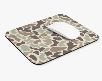 Tappetino per mouse mimetico, articoli per ufficio a tema caccia, tappetino per mouse mimetico stile old school con motivo anatre, accessori mimetici retrò