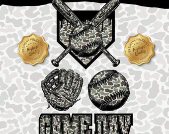Camo Baseball PNG, Dripping Baseball Clipart, Military Camo Sports Design for Sublimation, Shirts, Tumblers, Digital Download