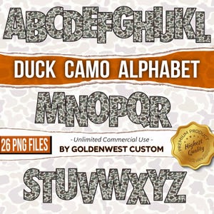 Camo Alphabet PNG, Duck Camo Alphabet, Uppercase Letters, Digital Download, Png Sublimation, Old School Camo, Vintage Camo Font, Hunting Png